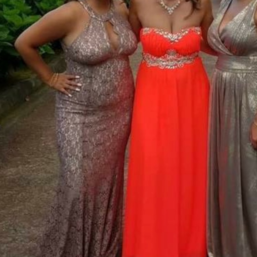 Tan Sequin/Lace Wedding Guest Dress